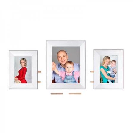 Masaüstü Gümüş Ahşap Çerçeve - Üçlü