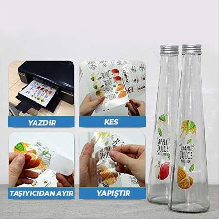 SRF Yapışkanlı İnkjet Yarı Şeffaf Plastik Etiket (20 adet A4)