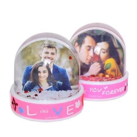Love Fotoğraflı Kar Küresi - Müzikli Işıklı