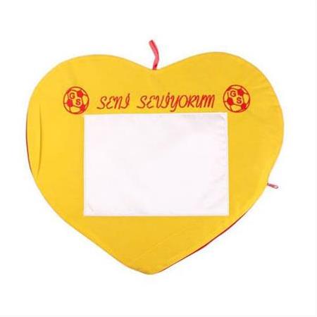 Süblimasyon Taraftar Kalp Yastık - Sarı Kırmızı