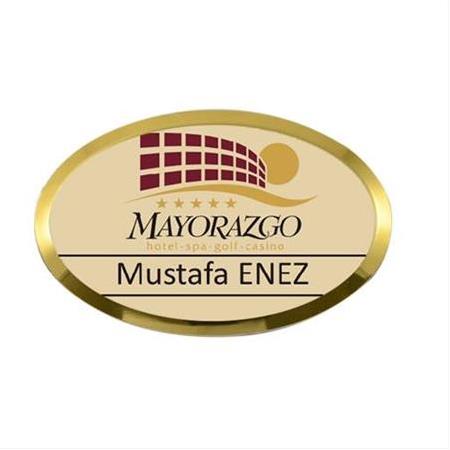 Oval Metal Yaka İsimliği (altın)