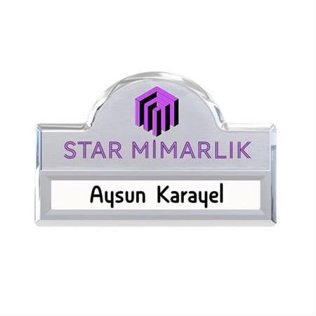 Lüks Kubbeli Sürgülü Metal Yaka İsimliği (gümüş)