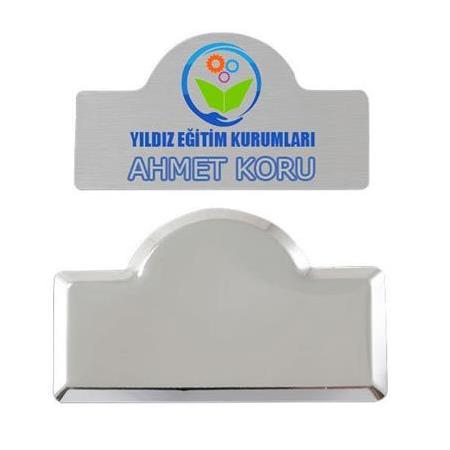 Lüks Kubbeli Metal Yaka İsimliği (Gümüş)