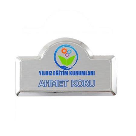 Lüks Kubbeli Metal Yaka İsimliği (Gümüş)