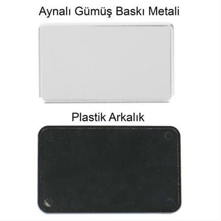 SPX Dikdörtgen Metal Yaka İsimliği (aynalı gümüş)