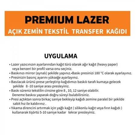 Lazer Premium Açık Zemin Tekstil Transfer Kağıdı A4 (1 adet )
