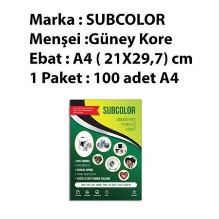 Subcolor Süblimasyon Sert Zemin Kağıdı A4