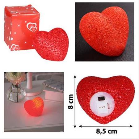 Led Işıklı Silikon Kırmızı Kalp Gece Lambası